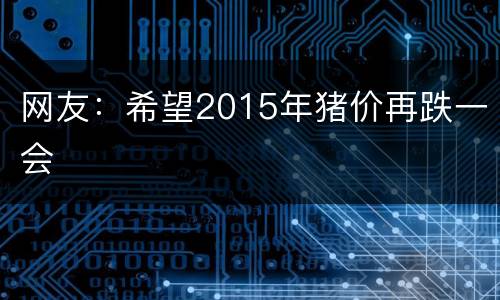 网友：希望2015年猪价再跌一会