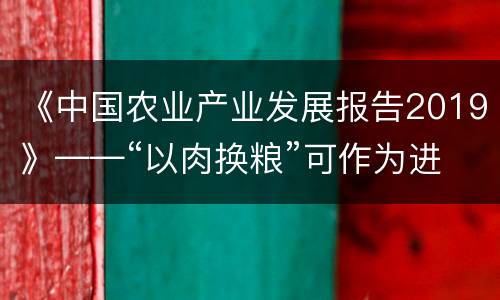 《中国农业产业发展报告2019》——“以肉换粮”可作为进口政策选