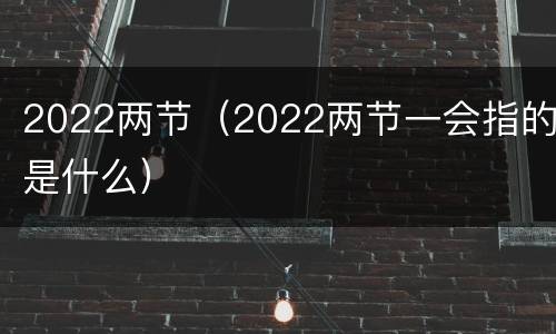 2022两节（2022两节一会指的是什么）