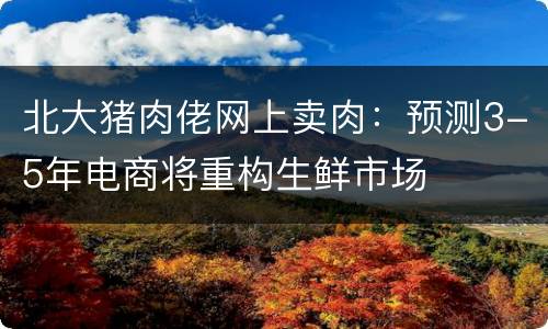 北大猪肉佬网上卖肉：预测3-5年电商将重构生鲜市场