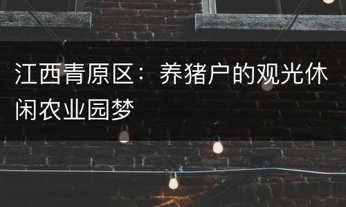 江西青原区：养猪户的观光休闲农业园梦