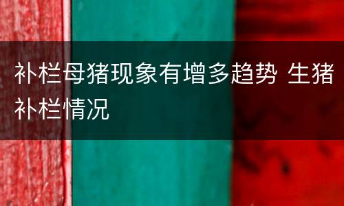 补栏母猪现象有增多趋势 生猪补栏情况