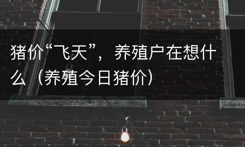 猪价“飞天”，养殖户在想什么（养殖今日猪价）