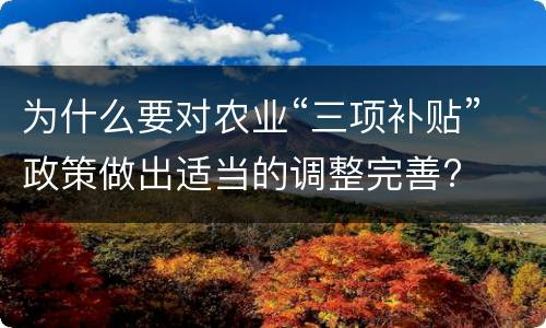 为什么要对农业“三项补贴”政策做出适当的调整完善?