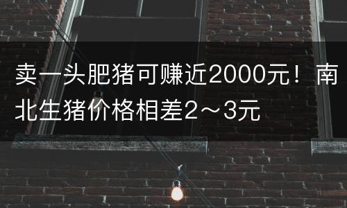 卖一头肥猪可赚近2000元！南北生猪价格相差2～3元
