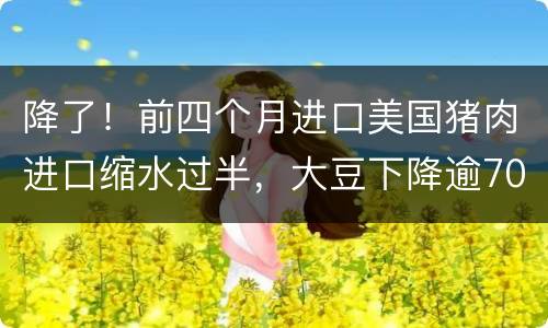 降了！前四个月进口美国猪肉进口缩水过半，大豆下降逾70%