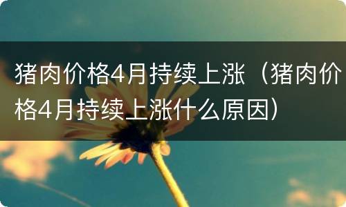 猪肉价格4月持续上涨（猪肉价格4月持续上涨什么原因）