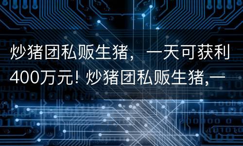 炒猪团私贩生猪，一天可获利400万元! 炒猪团私贩生猪,一天可获利400万元吗