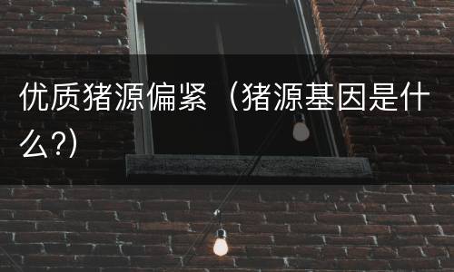 优质猪源偏紧（猪源基因是什么?）