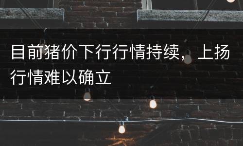 目前猪价下行行情持续，上扬行情难以确立