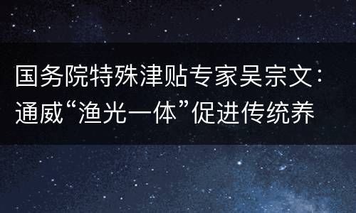 国务院特殊津贴专家吴宗文：通威“渔光一体”促进传统养殖业转型