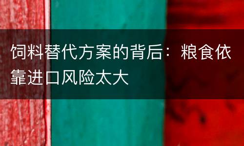 饲料替代方案的背后：粮食依靠进口风险太大