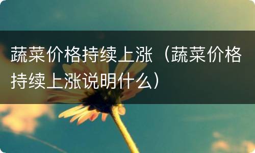 蔬菜价格持续上涨（蔬菜价格持续上涨说明什么）