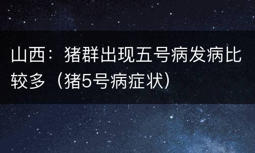 山西：猪群出现五号病发病比较多（猪5号病症状）