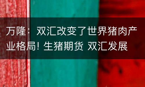 万隆：双汇改变了世界猪肉产业格局! 生猪期货 双汇发展