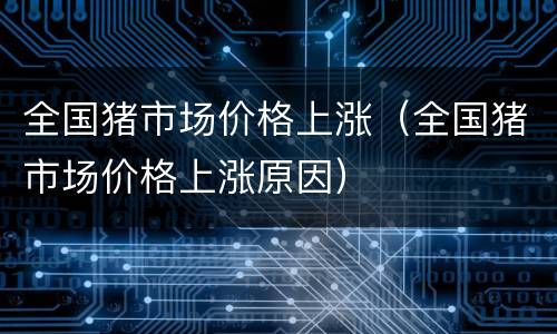 全国猪市场价格上涨（全国猪市场价格上涨原因）