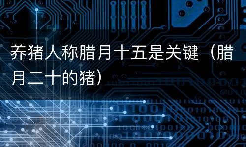 养猪人称腊月十五是关键（腊月二十的猪）