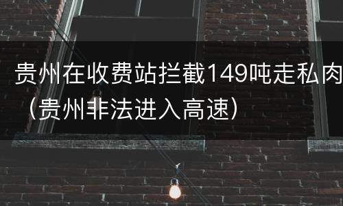 贵州在收费站拦截149吨走私肉（贵州非法进入高速）