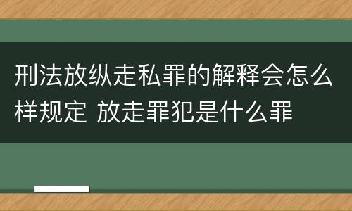 刑法放纵走私罪的解释会怎么样规定 放走罪犯是什么罪