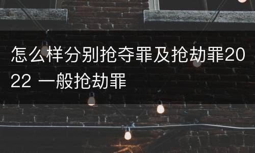 怎么样分别抢夺罪及抢劫罪2022 一般抢劫罪