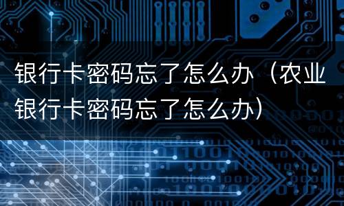 银行卡密码忘了怎么办（农业银行卡密码忘了怎么办）