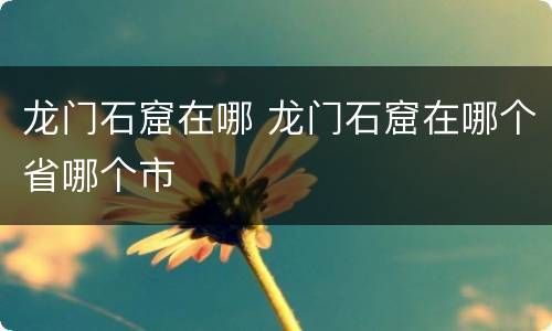 龙门石窟在哪 龙门石窟在哪个省哪个市