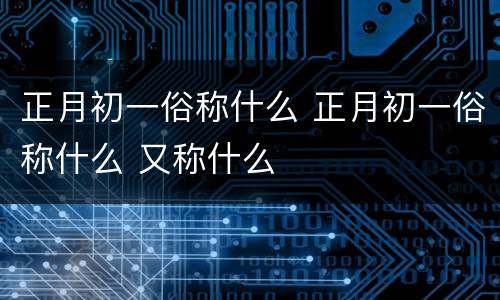 正月初一俗称什么 正月初一俗称什么 又称什么