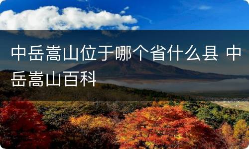 中岳嵩山位于哪个省什么县 中岳嵩山百科