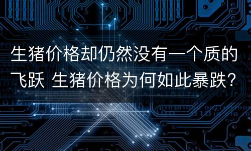生猪价格却仍然没有一个质的飞跃 生猪价格为何如此暴跌?