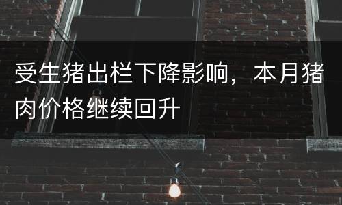 受生猪出栏下降影响，本月猪肉价格继续回升