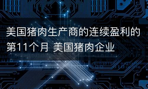 美国猪肉生产商的连续盈利的第11个月 美国猪肉企业