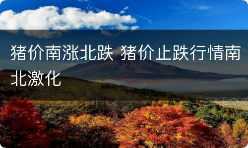 猪价南涨北跌 猪价止跌行情南北激化