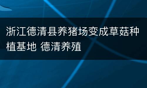 浙江德清县养猪场变成草菇种植基地 德清养殖